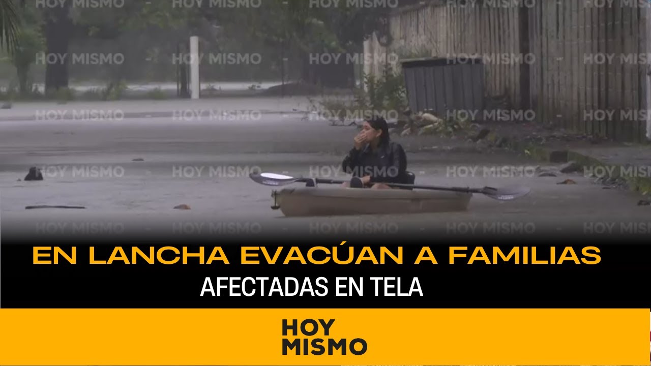 En lancha evacúan a familias afectadas en Tela