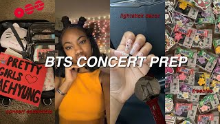 BTS CONCERT PREP ⟭⟬⁷ | lightstick decor, nails, hair appointment, packing, and concert essentials