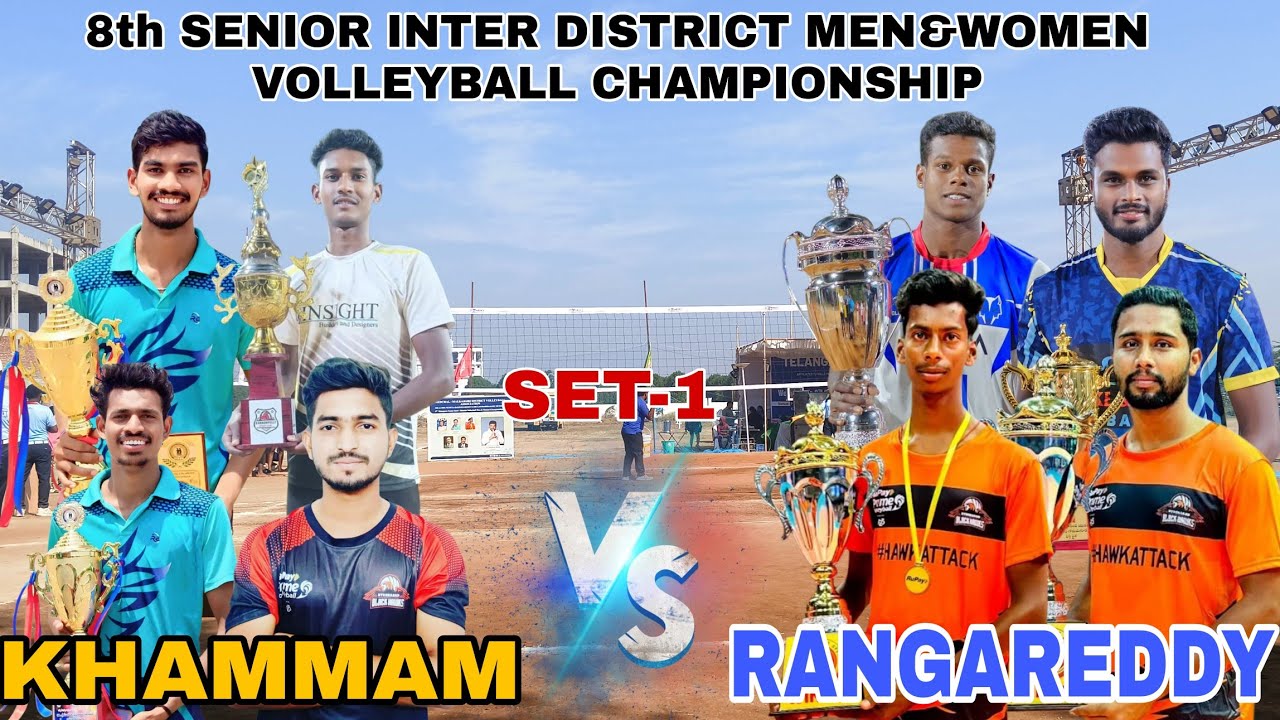 KHAMMAM🆚RANGAREDDY | 8th Senior Inter district volleyball Championship | madhu,chintu,Praveen,Gani 