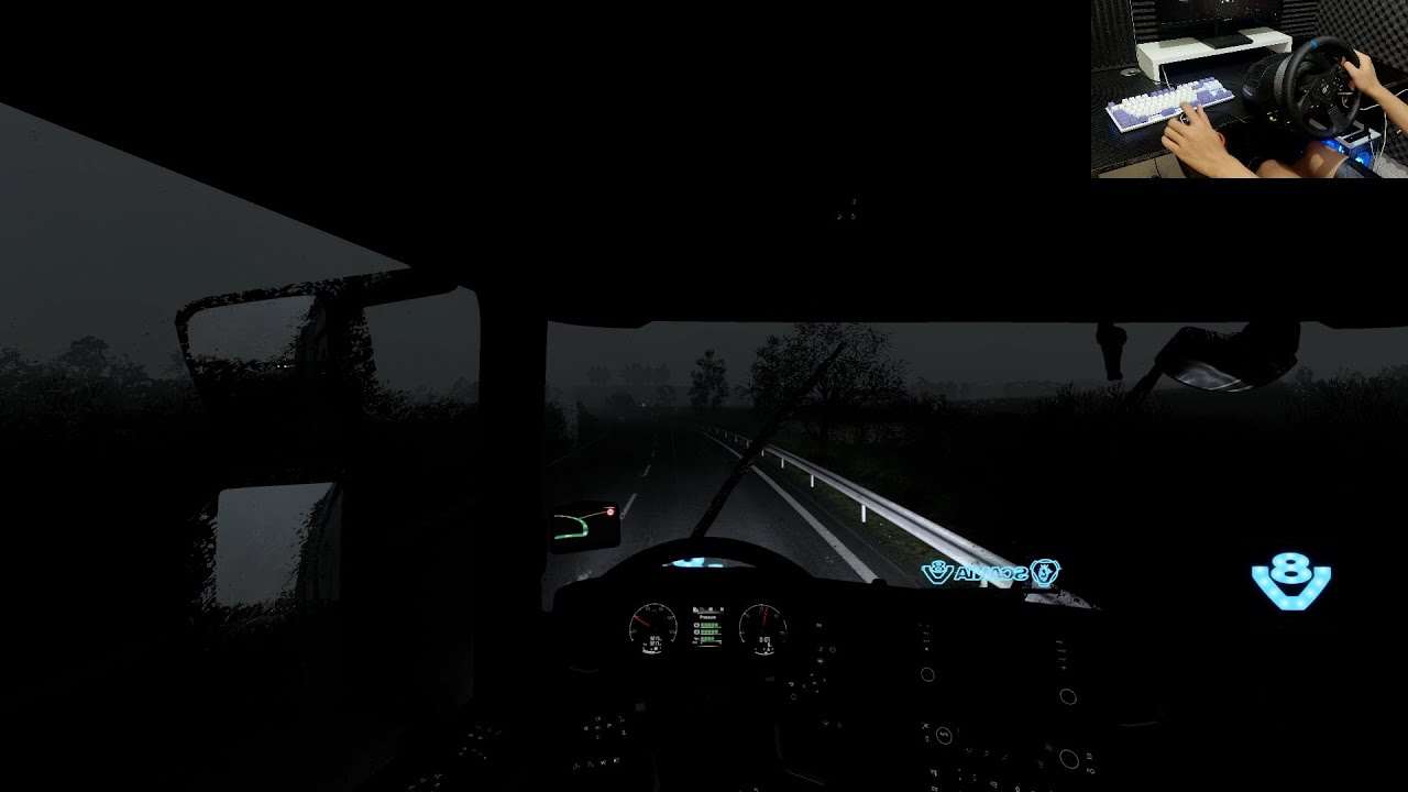 Night Drive with V8 Scania!! - Euro Truck Simulator 2 | Steering Wheel + Shifter