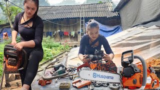 Repair, replace and restore the Husqvarna chain gas door engine to help the farmer|girl mechanic