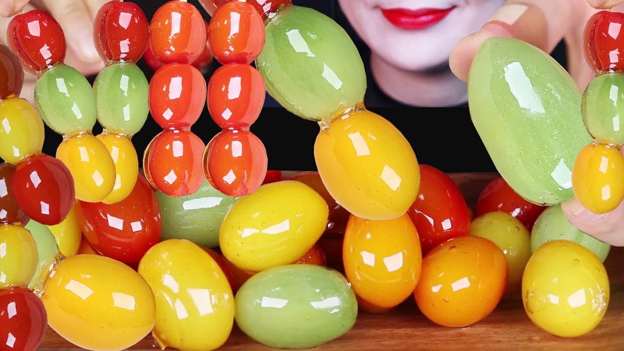 ASMR Tanghulu Candied Fruits rainbow cherrytomatoes 무지개 방울토마토 탕후루 모음 Mukbang Kẹo trái cây フルーツ飴