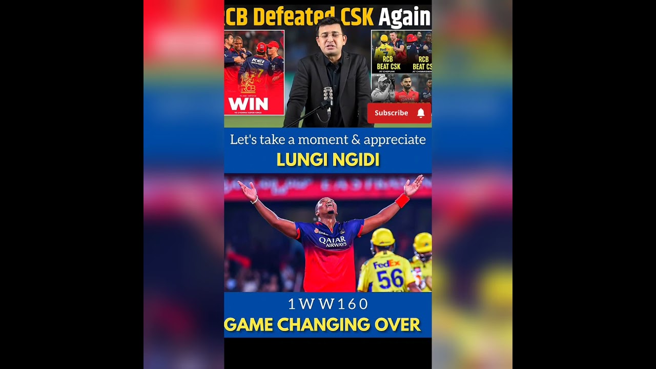 lungi ndigi ne 2 Ball par 2 wickets le kar match palat Diya ar RCB jit gaye