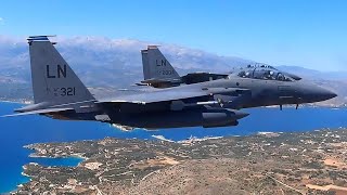 BEAUTIFUL VIEW OF THE GREEK ISLANDS F-15E Strike Eagle Cockpit View During Exercise Poseidon&#39;s Rage