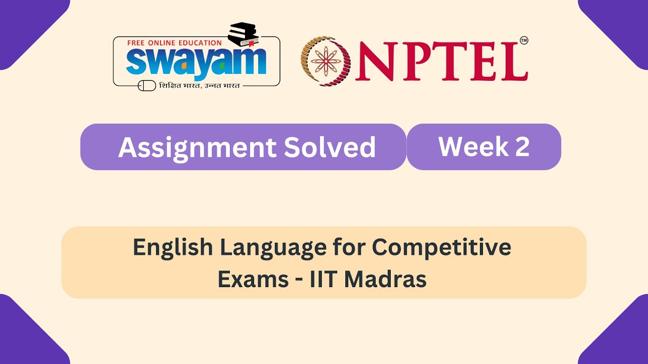 English Language for Competitive Exams Week 2 || NPTEL ANSWERS 2026 