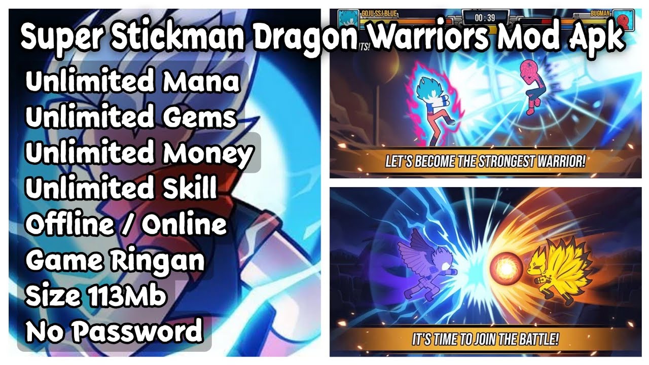 Super Stickman Dragon Warriors Mod APK 0.8.4 (Menu, Coins)