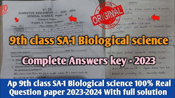 Ap sa1 class 9th biological science question paper 2023-24 with answers|sa1 9th biology answer key