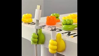 10Pcs Thumb Hooks Adhesive Cable Holder Desk Set Self-Adhesive Wall Hook Data Cable Organizer Hanger