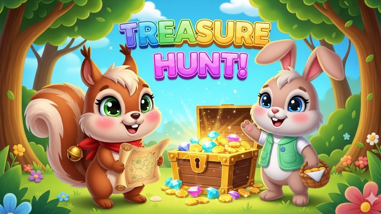 “🐿️ Cute Squirrel & Bunny Treasure Hunt 🌟 | Fun Adventure Cartoon for Kids”