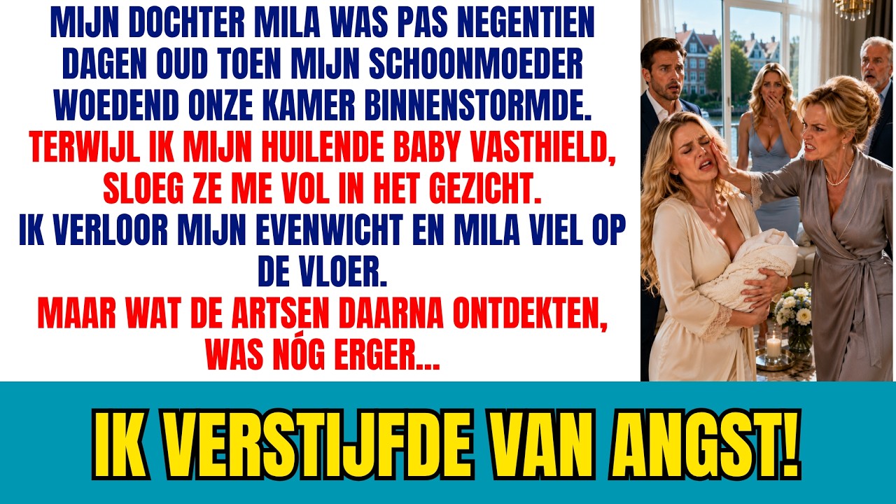 Mijn schoonmoeder sloeg me midden in de nacht terwijl ik mijn pasgeboren dochter vasthield. Mila huilde al twintig minuten, en Ingrid stormde de kamer binnen. "Laat haar ophouden," siste ze. Toen...