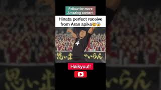 Hinata Perfect Receive from Aran's Spike - Haikyuu!!?#haikyuu #volleyball #hinata #anime