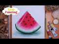 EASY Realistic WATERMELON Painting | How to Paint Summer Fruits