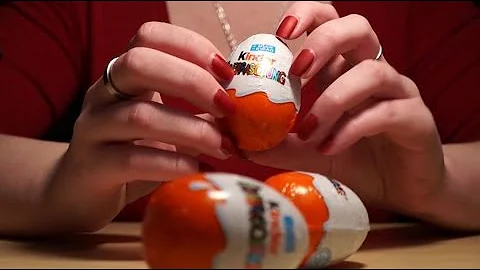 Binaural 3D ASMR/Whisper. Opening 3 Kinder Surpris...