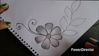 Easy Flowers Drawing For Project Work || Border Design For School Project || Pencil Shading #design