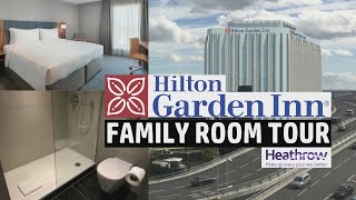 Hilton Garden Inn - London Heathrow Airport | KING FAMILY ROOM TOUR + RUNWAY VIEWS & MORE!