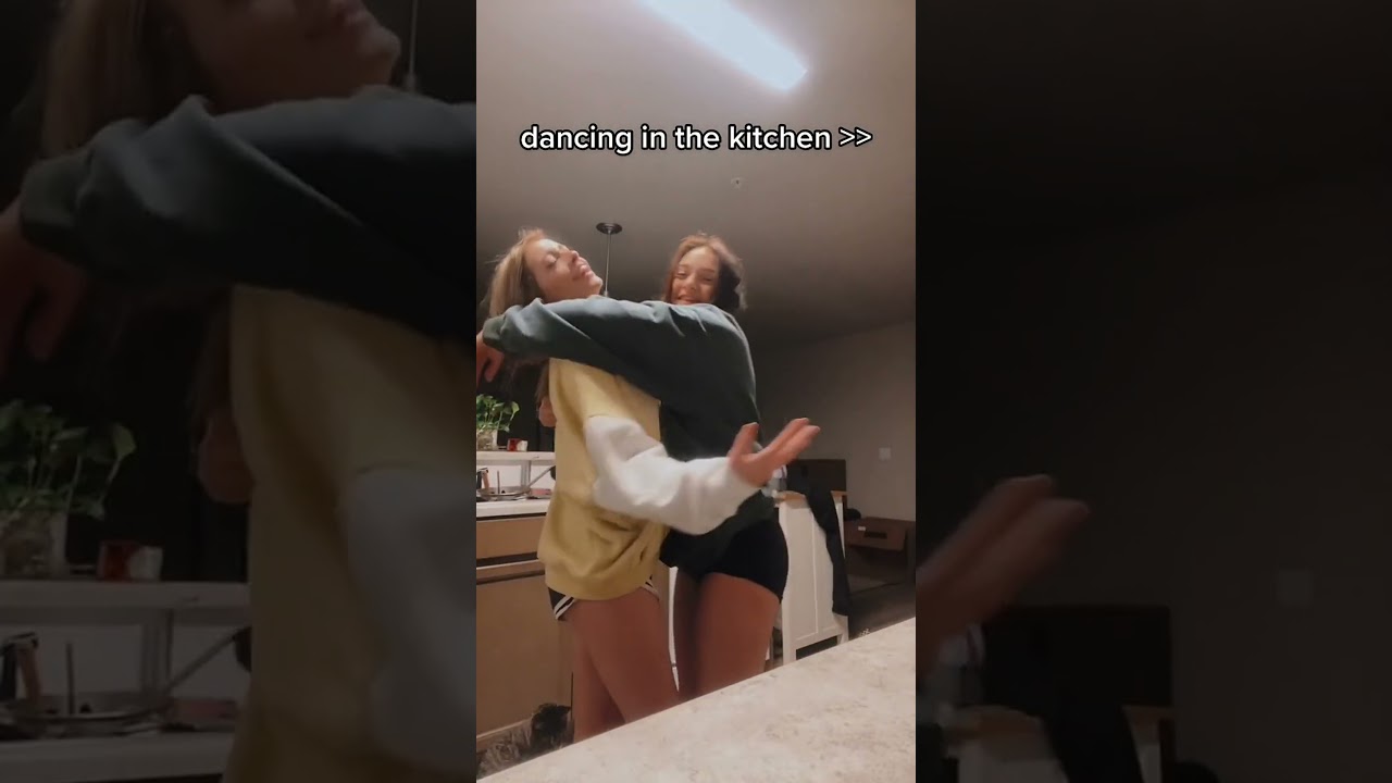 Best friend dance in the kitchen