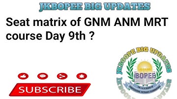Day 9th seat matrix of GNM ANM MRT course #jkbopee @jkbopee_pharmacy1057