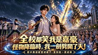 我天天在操场雨中舞剑，同学都骂我脑子有病。可当怪物冲进学校的那一刻，所有人都拼命逃跑，我还在原地舞剑成了唯一一个敢挡在上千人身前的人#漫劇 #勒態漫 #A漫劇#動漫 #動書