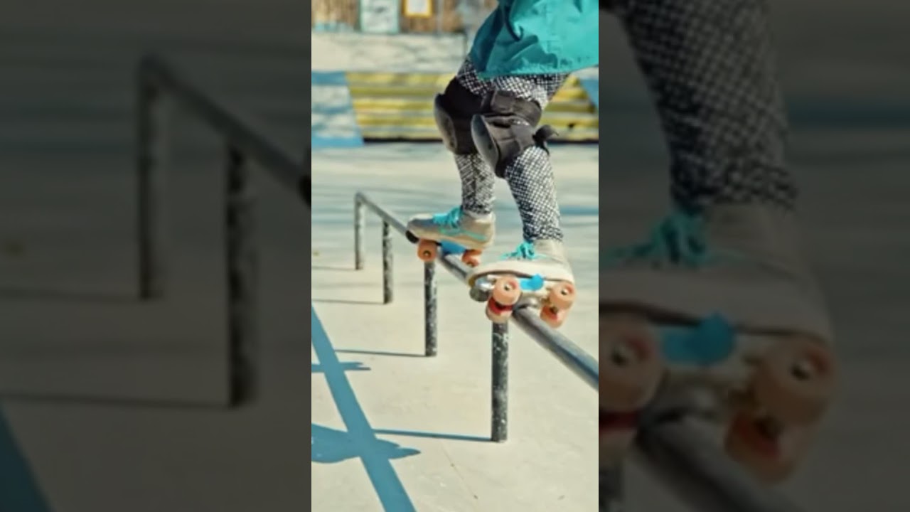 Trying to Roller skate grind rail  #Sk8ting #grinding #rollerskating
