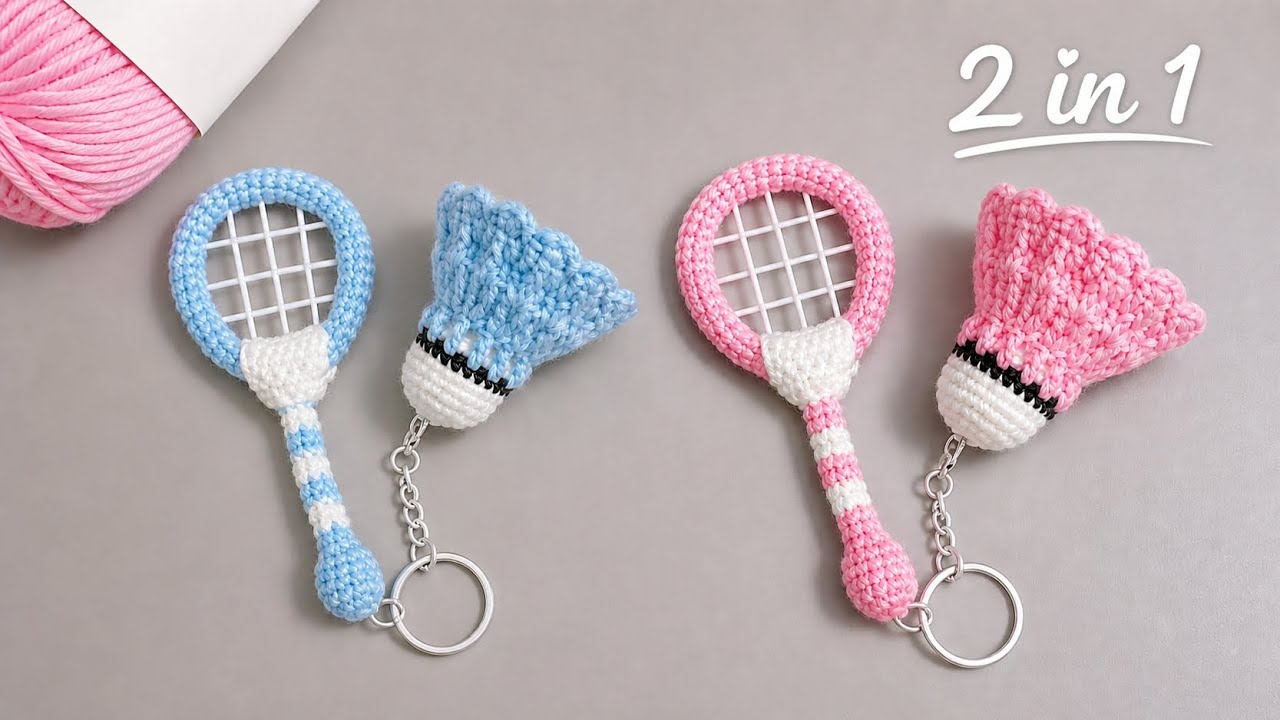 Crochet Mini Badminton Racket and Shuttle Tutorial | Cute Crochet ...