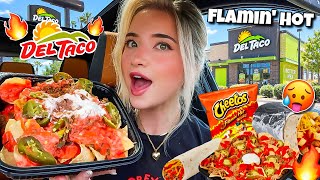 Download lagu Eating NEW Flamin' Hot Cheetos QUESO Menu At Del Taco!!