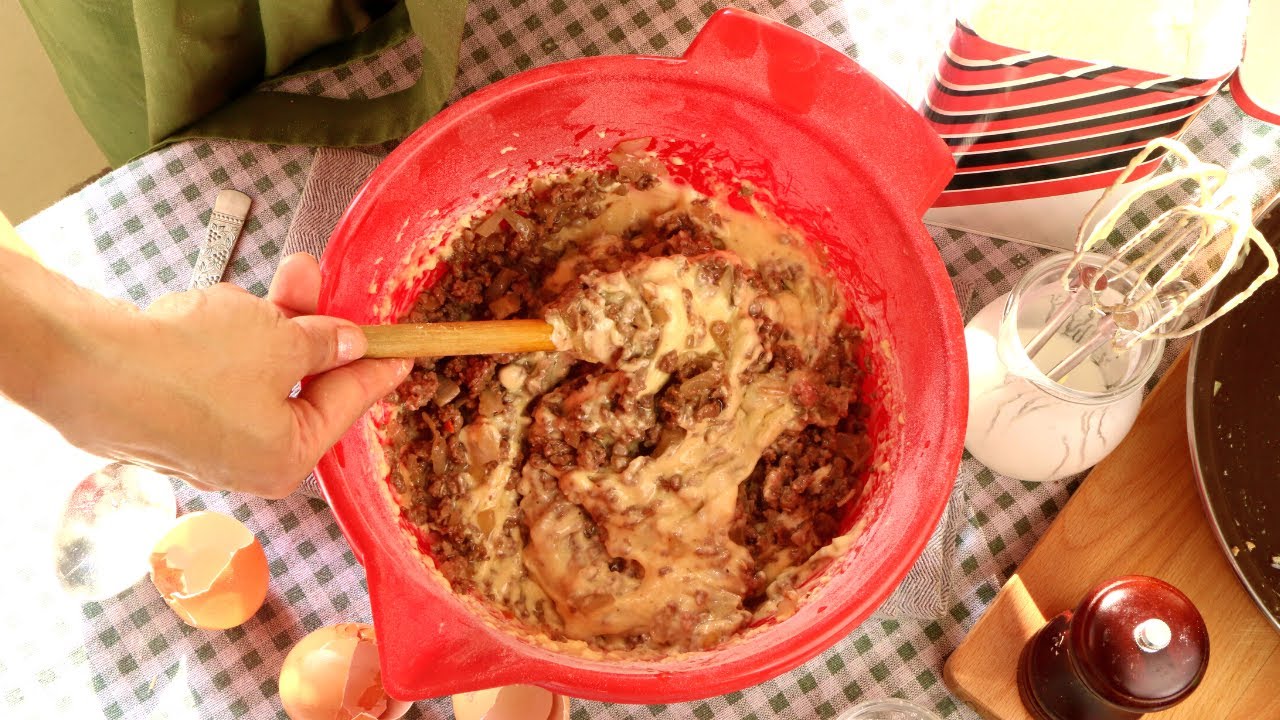 Все ищут рецепт. Быстрый пирог с мясным фаршем. Еда для вечеринок или завтрак, закуска