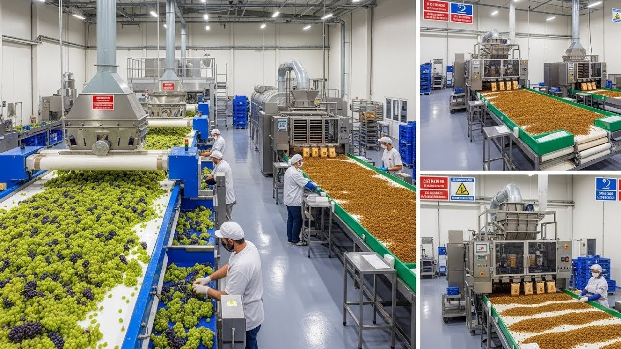 Inside a Modern Raisin Factory: From Fresh Grapes to Dried Raisins