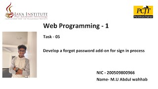 Web Project Task 05 | 1st Year | Semester 01 | Java Institute