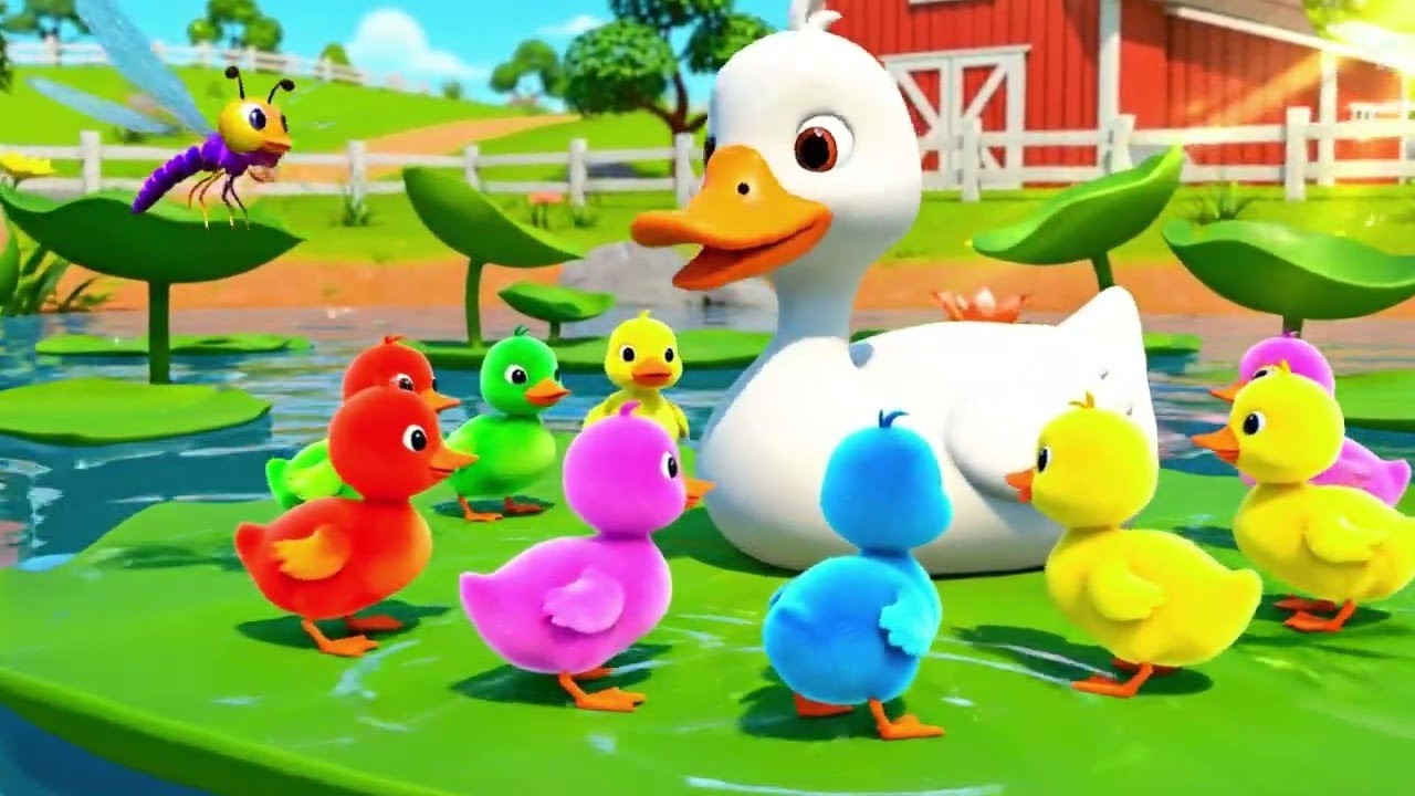 Five Little Ducks | Happy Family 3D Cartoon Nursery Rhyme for Kids to Sing Along