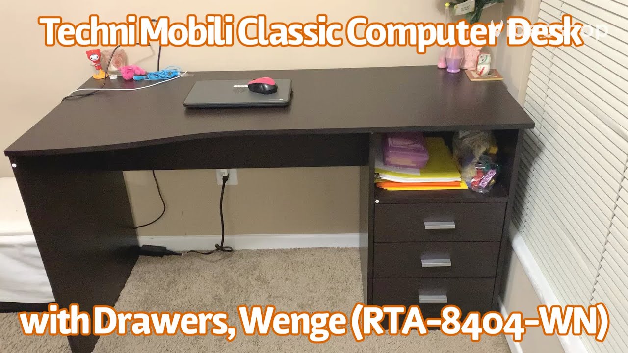 Techni Mobili Writing Desk with Storage - Wenge