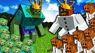 ĐỘI QUÂN VUA ZOMBIE KHỔNG LỒ ĐÁNH NHAU VỚI VUA NGƯỜI TUYẾT KHỔNG LỒ TRONG MINECRAFT ( MCPE )