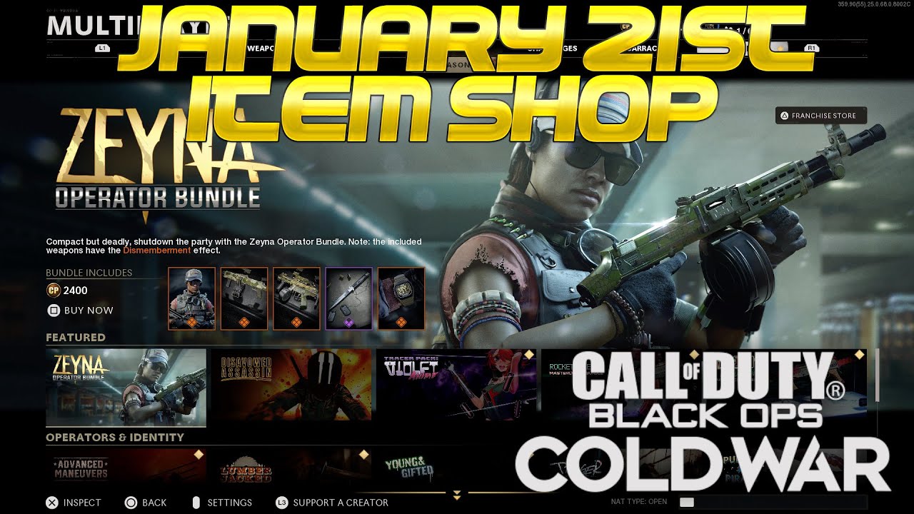 Black Ops : Cold War - Franchise Store NEW Daily Items! January 21st Blueprints & Featured Items!