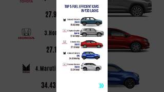 Top 5 Fuel Efficient Cars #mileagecars #cars #shortvideo #indiancars #shortsfeed #automobile