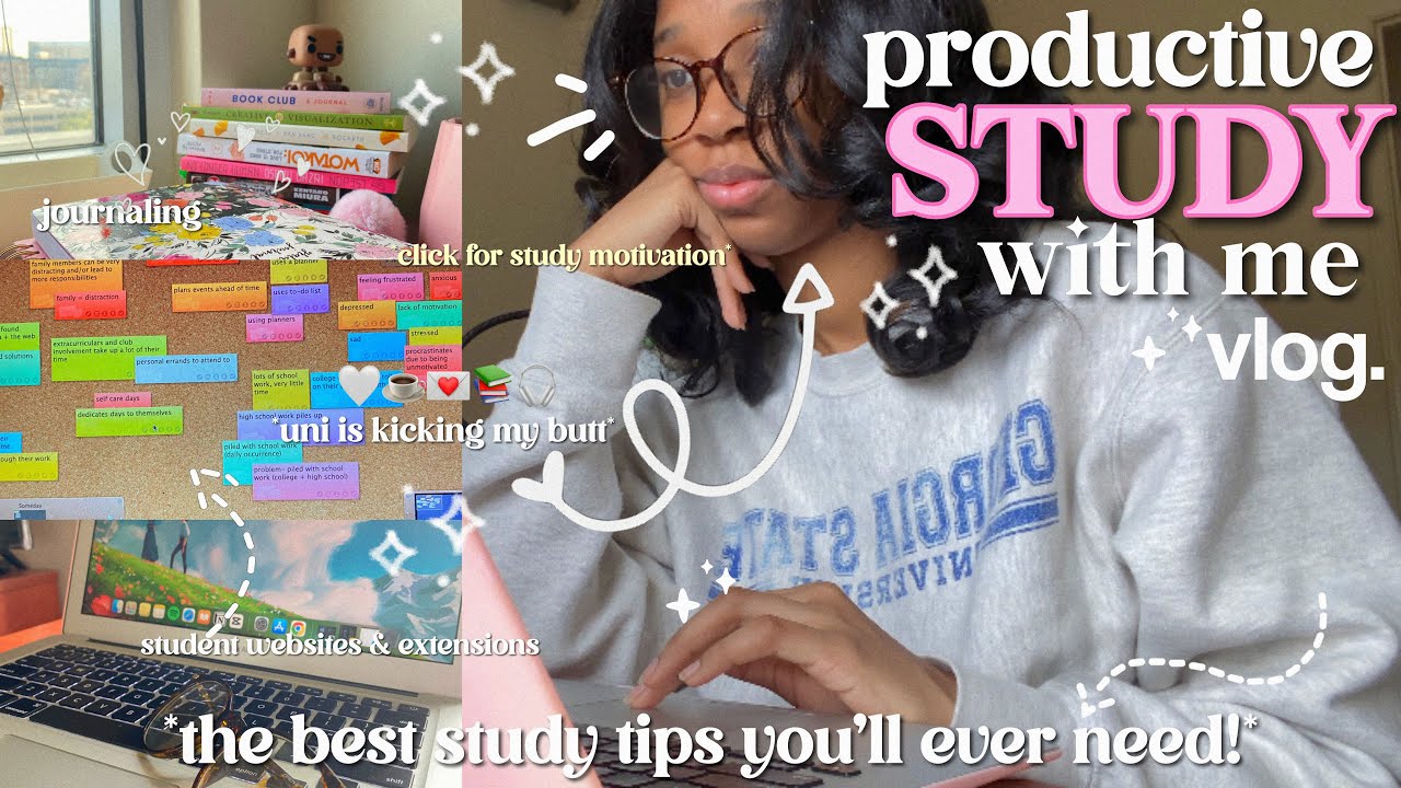 STUDY VLOG 📚🎀🖇️ realistic & productive days in my life as a COLLEGE ...