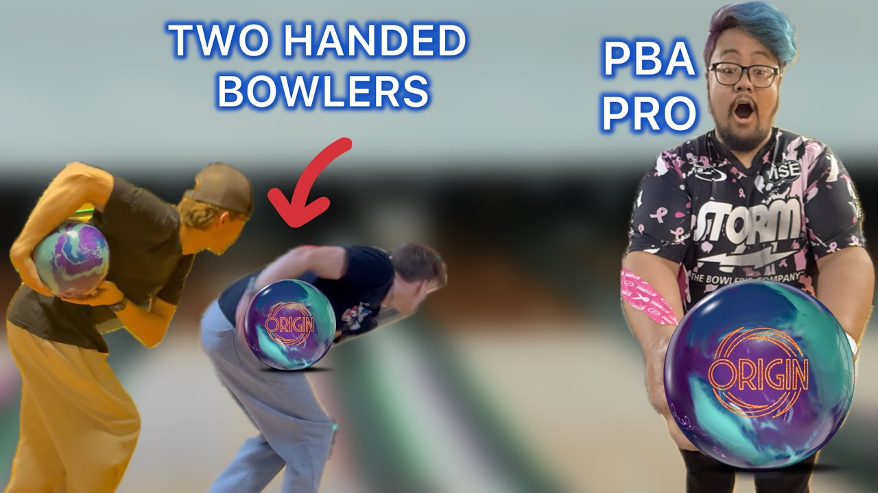 I Got Challenged By Two Handed Bowlers! | Bowling Challenge | Pro vs ...