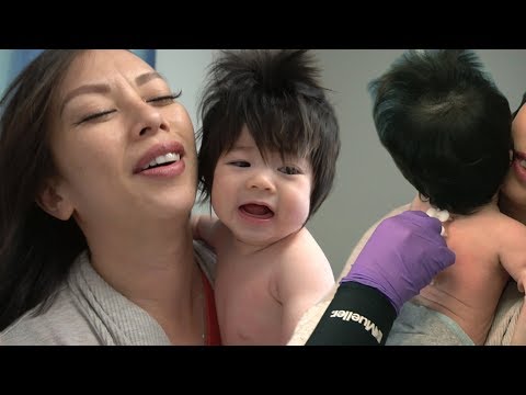Needles in Leia's Back Allergy Testing on Baby