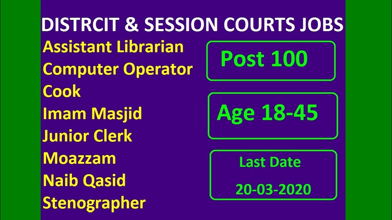 District Session Courts Jobs ITSPAK Jobs 2020 Male Female || Sayjobcity