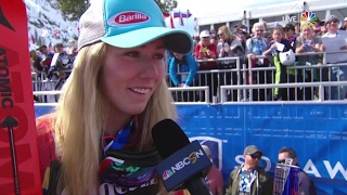 Mikaela Shiffrin Reacts to Winning Slalom at Squaw Valley 2017