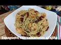 Espaguetti con camarones al ajillo