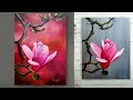 Step by Step acrylic painting on Canvas for beginners Magnolia painting | Art ideas | How to paint