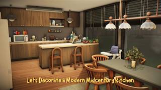 Decorating a Modern Midcentury Kitchen in The Sims 4 #sims4 #thesims4 #sims4build
