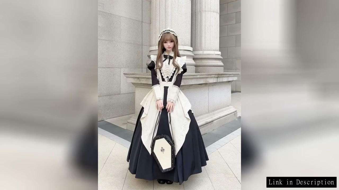 Gothic Lolita Maid Dress Victorian Style Long Sleeve Cosplay Outfit Classic Lace Apron Costume for W