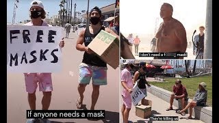 California beachgoers say masks 'are killing us' as they refuse free
face coverings