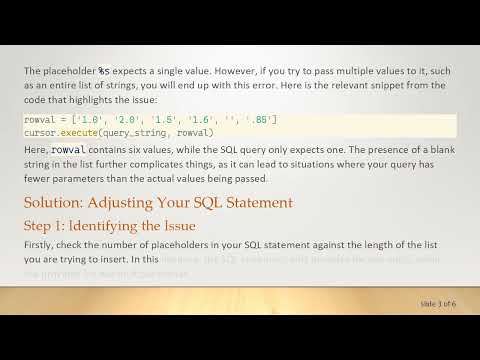 How to Fix the Not all parameters were used in the SQL statement Error in Python MySQL Operations