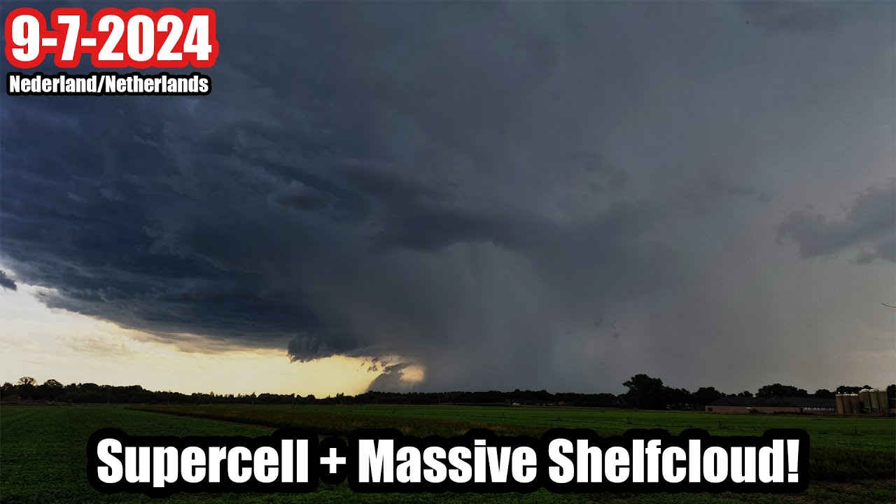 Een Supercell en een gigantische Shelfcloud in Nederland! [9-7-2024] (Drone shots)