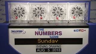 Evening Numbers Game Drawing: Sunday, August 5, 2018