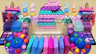 Unicorn Galaxy Slime Mixing Makeup,Parts, Glitter Into Slime Satisfying Slime Video