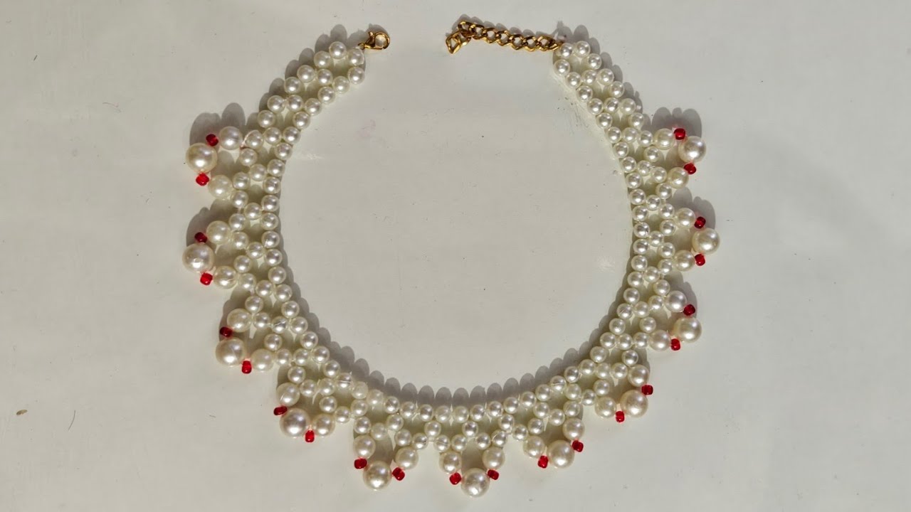 DIY Pearl Necklace | Trending Choker Design Using White Pearls | Simple & Trending DIY Jewelry 