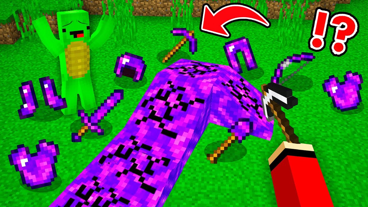 JJ and Mikey MINE PORTAL and GET PORTAL DROPS in Minecraft !?