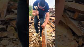 Manual Stone Splitting Technique – Simple Hand Tool for Breaking Large Rocks